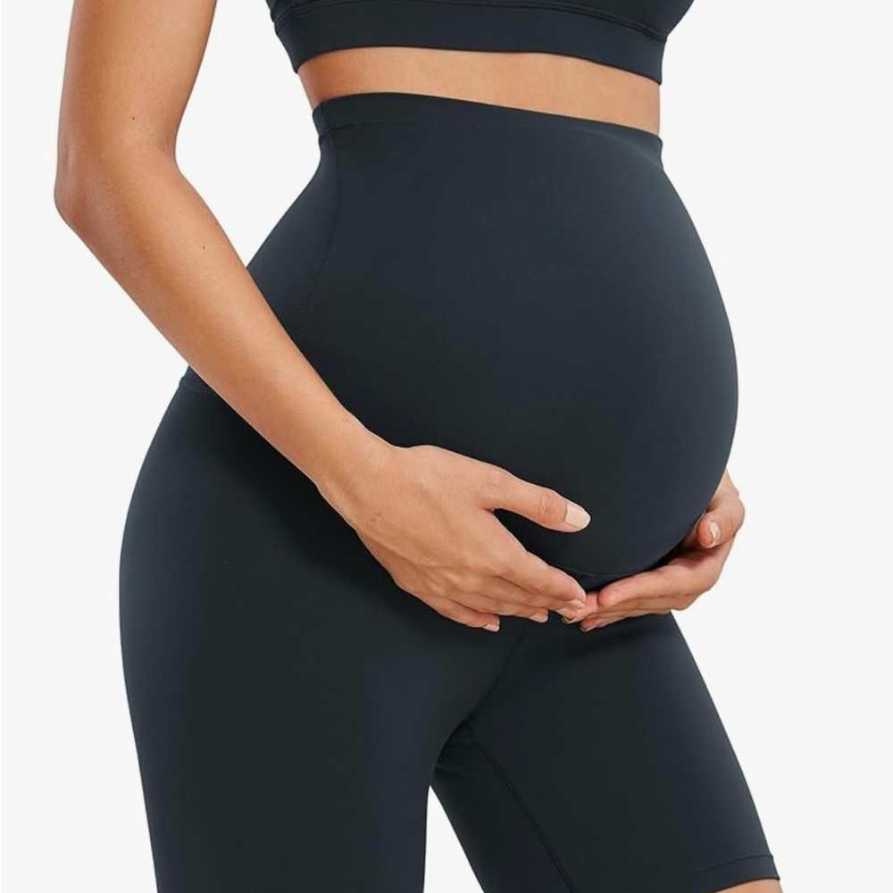 Navy Maternity Biker Shorts + Shirt Set